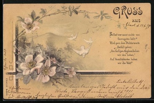 Lithographie weiße tauben - lithographie,