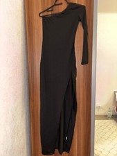 One-Shoulder-Maxikleid mit seitlichem Schlitz, schwarz, XS, Shein