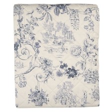 Bettüberwurf, Tagesdecke Toile de Jouy  in blau Landhausstil Maße 140 x 220 cm