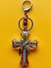 Schlüsselanhänger Glücksbringer Kreuz Strass Accessoires Handtasche Anhänger
