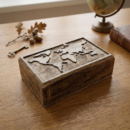 Budawi holztruhe weltkarte - holztruhe, "