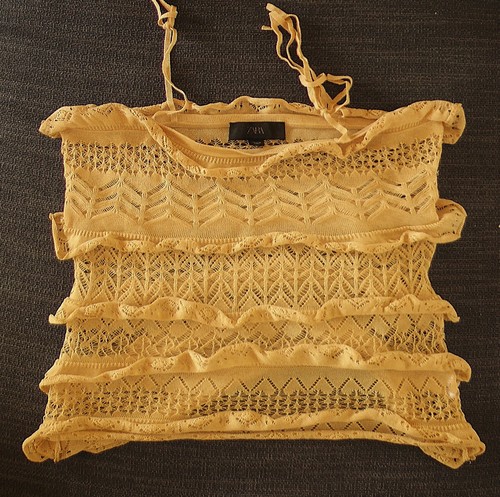Zara häkel top beige - beige, 36