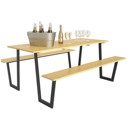 Bierzeltgarnitur holz teilig - holz, 3-teilig