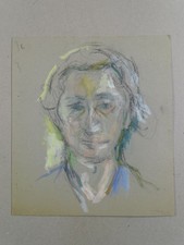 Porträt eines Mannes Obst Stillleben - Gemälde Mischtechnik - Malerei - 20. Jh.