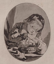 GREUZE, SAINT-NON `EIN JUNGES MÄDCHEN WÄRMT SICH DIE HÄNDE´ C.84, AQUATINTA 1767