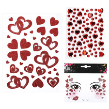 Herz Sticker Gesicht Glitzer Gesichtstattoo Karneval Love Face Tattoo Aufkleber 