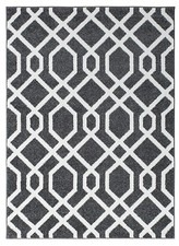 Teppich Kurzflor Hochwertig Muster 5730-Grau Weiß 80 120 140 160 200