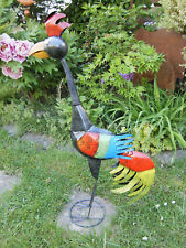 Kranich Fantasievogel Reiher grau Skulptur Figur Federhals Metall