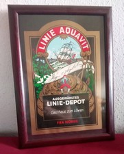 Linie Aquavit Werbebild in Holzrahmen/ Plexiglas.