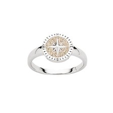 DUR Schmuck Ring KOMPASSROSE 2.0 Strandsand Silber 925/- rhodiniert (R5970)