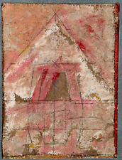 unleserlich signiert Mischtechnik Gemälde abstrakt Komposition Tipi akademisch