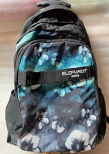 Schulrucksack Elephant Hero Schwarz-Türkis Blumenmuster mit Ziehstange Trolly