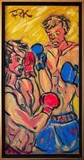 Felix Pfefferkorn *1945: Boxkämpfer Runde 3 Acryl 1979 100 x 50 cm Boxsport