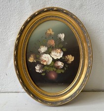 Ölbild ovales Stillleben mit