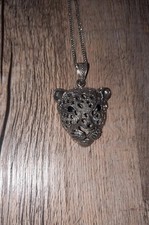 Silberkette 925 Panther Leopard  Anhänger Sterlingsilber antik 