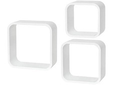 Würfel-Wandregal-Set, 3 Stück, weiß, Belastbarkeit: 15 kg - B