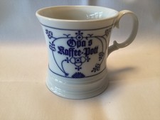 2 Porzellantassen/-becher,Indisch Blau,Kaptäns-/Klönbecher u. Opas Kaffee-Pott