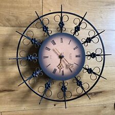 Vintage Weimar Wanduhr Electronic Quarz 60er Jahre Kupfer Metall #17