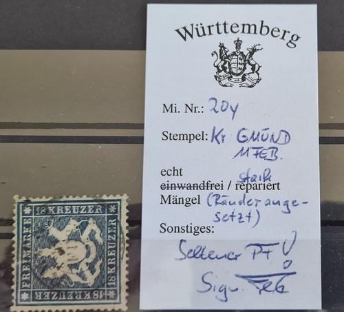 Württemberg 20y gest kr - ,
