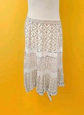 Maxirock Gr.48/50 Boho Stufenrock Pailletten Dehnbund  Schlupfrock Blümchen