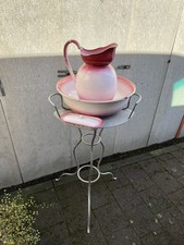 Waschschüssel Ständer alt old vintage Mit Emaille Waschset  Waschschusselständer