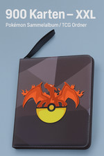 Pokemon Kartenalbum 900 Karten – Kartenordner TCG Sammelmappe mit Glurak Motiv