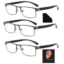 3 Pack Herren Metall Lesebrille Rechteckig Leser Brille 1,5 2,0 2,5 3,0 3,5 4,0