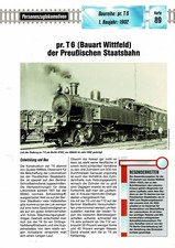 Baureihe: pr. T 6 - (Bauart Wittfeld) Preußische Staatsbahn - Datenblatt