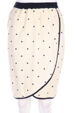 valentino Studio Skirt Vintage Wool-Blend Dots I 42 = D 36 ivory blue black