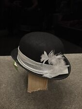 Fasnacht / Karneval Hut / Melone in schwarz mit silber & weiß NEU