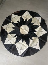 Handgefertigter Kuhfell Teppich, 100% Echtleder, Echthaar auf Kuhfell Fell KREIS 