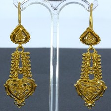 Wert 1.999,- Romantische Herz Ohrhänger Gelbgold 916 22 Karat xxyy-d