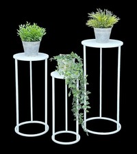 Blumenhocker Metall Weiß Rund Blumenständer Beistelltisch 96483 3er Set Blumen