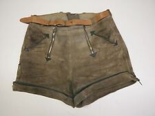 60/70 Vintage Pfadfinder Lederhose Doppelzipp edel speckig kurz und grau Gr.46