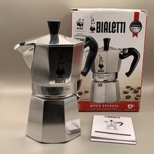 Bialetti Moka Express Herdplatte Kaffeekanne 4 Tassen Espressomaschine Neu in offener Box