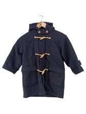 JACADI Kinder Dufflecoat Gr. 104 Blau Klassisch Wollmantel Kapuze