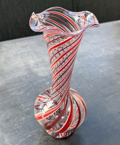 Glasvase transparent rot weiß - glasvase,
