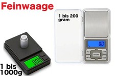 Digitale Feinwaage Taschenwaage bis 200g 1KG Waage 0.01 Goldwaage Briefwaage
