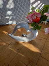 Dekofigur Keramik silber weiß