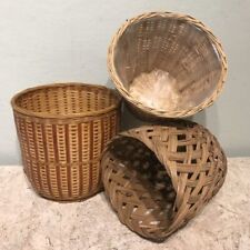 3x Übertopf Korb Rattan Weide Handarbeit Blumentopf vintage Boho Hippie Pflanzen