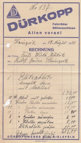 Bielefeld rechnung 1943 - rechnung,