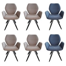 Niehoff 6er-Set Stuhl 013319 Merlot Stoff Venice Silver Grau Blau Gestell 