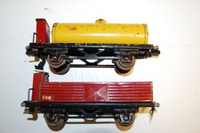 Konvolut 2 alte Merkur CSD Spur 0 Blech Eisenbahn Güterwagen Kesselwagen