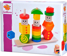 Eichhorn Holz Figuren Steckpuzzle, 20-teilig - 3 Stecksäulen mit Steckteilen, ho