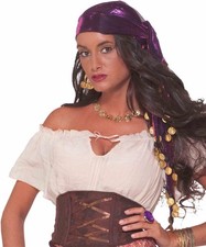 Kopftuch mit Münzen Rot/Lila