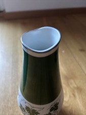 Spechtsbrunn Vase Grün Efeu Wein Weinreben Weintrauben Weiß Silber DDR 1877 21cm