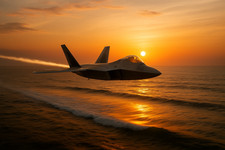 Kampfjet Donner über dem Meer