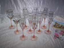 Luminarc 8 Sektgläser + 2 Weingläser Vintage France rosa Fuß / Stiel