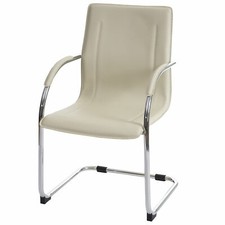 B-Ware Esszimmerstuhl Perm, Freischwinger Küchenstuhl Stuhl, PVC Stahl, creme