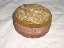 SCHLEVOGT - rosa Glasdose - Glasdeckel - Erotikmotiv v F. Pazourek